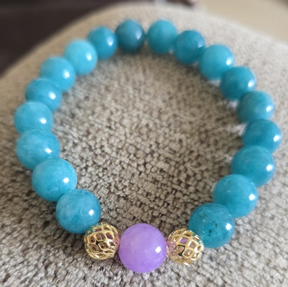 10mm Amazonite Amethyst Bracelet - Picture 6 of 13